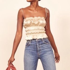 Reformation Viviana Top XS Satin Silk